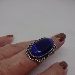 Gorgeous "PURPLE BOTSWANA AGATE" Handmade Sterling Ring Size 7.5 #977
